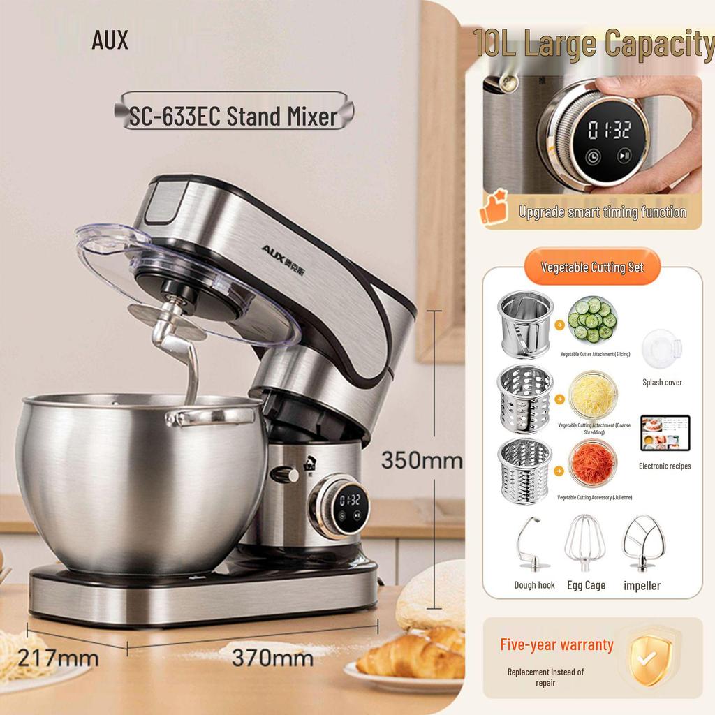 10L Multifunctional Chef Machine: Dough Mixer, Stand Mixer & Egg Beater for Home & Commercial Use