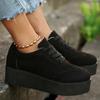 Fashion Plus Size Chunky Heel Sneakers Women Spring Autumn Lace Up Black Sneakers Woman Faux Suede Platform Vulcanize Shoes Female