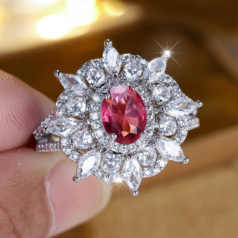 Роскошные белые розы красные циркониевые цветочные кольца для женщин блестящие помолвочные свадебные украшения подарок