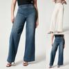 Женские джинсы со швами спереди, широкие джинсы с эластичной резинкой на талии, расклешенные джинсы из денима с высокой талией, удлинённые джинсы-клеш