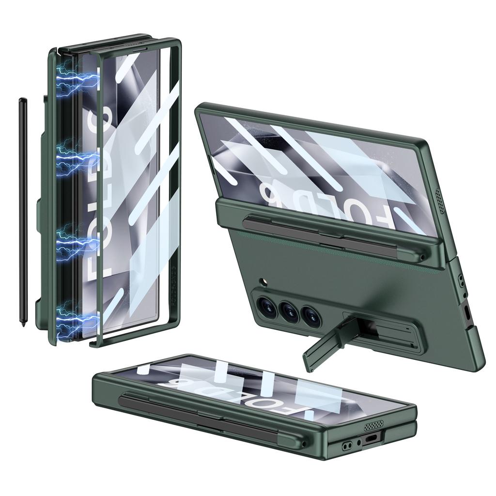 Чехол для телефона Samsung Z FOLD6 со слотом для стилуса FOLD6 Чехол-книжка с шарниром Твердый чехол Защитная пленка из стекла против подглядывания Защитный чехол FOLD6