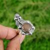 925 Sterling Silver Sunstone Gemstone Bezel Promise Flower Ethnic Stackable Ring