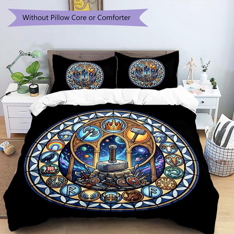 Mythology Symbols Pattern Bedding,Quilt Set Quilt Cover Pillowcase Home Birthday Gift (1*duvet cover+2*pillowcase,without core)
