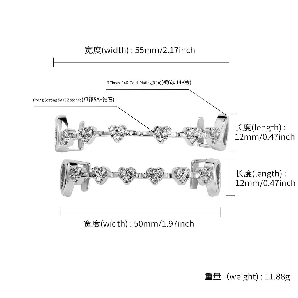 Fully diamond-set zirconia dental jewellery: adjustable accessories for rappers, suitable for everyday wear