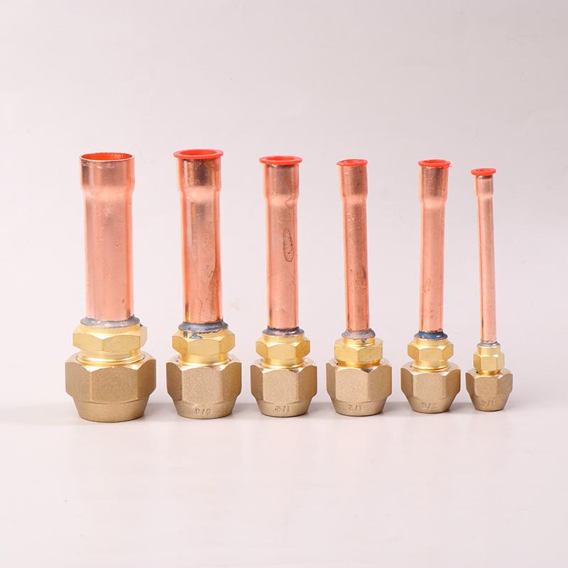 1Pc Air Conditioning Copper Pipe With Forged Brass Sae 1/4 3/8 5/8 1/2 3/4 Threaded Connector Fitting Adapter -20 To 120℃