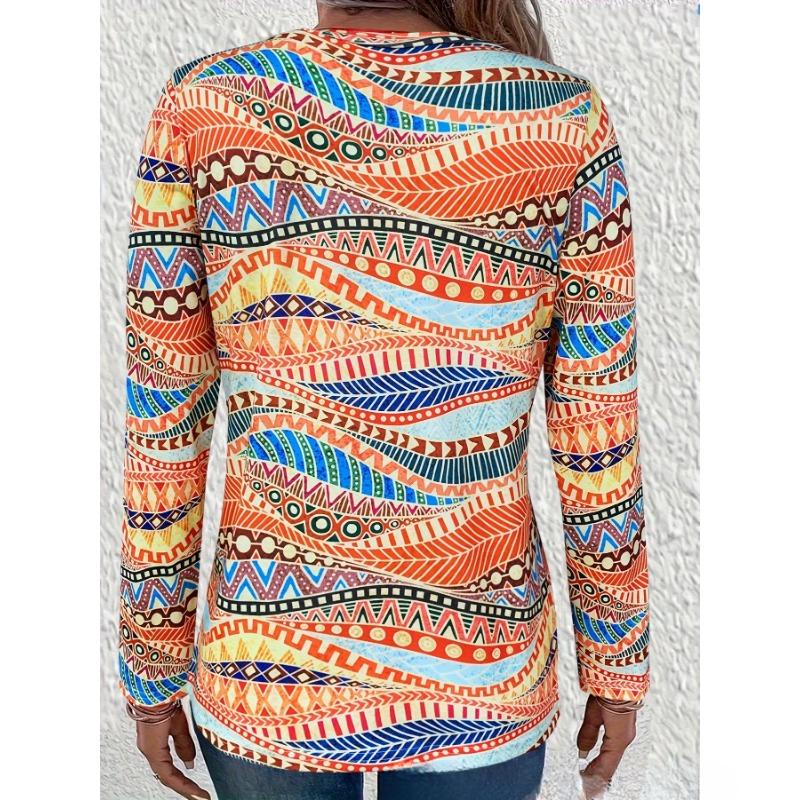 Весна Осень 3D Печатная Футболка С Длинными Рукавами Повседневная Круглая Горловина Свободный Топ Футболки Женские