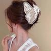 Large Summer Lace Edge Bow Claw Clip Hair Accessory for Women - Multi-Layer Feather Design
