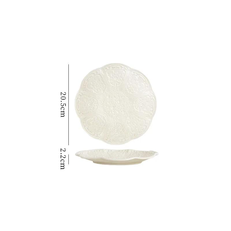 Европейский керамический набор тарелок Барочный цветочный рельеф Западный ресторан Блюдо для стейка Послеполуденный чай Домашний настольный Ретро наборы чайных чашек