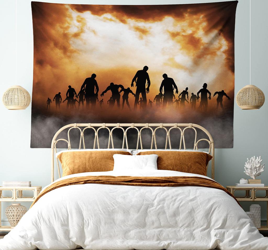 Гобелен зомби за деревянными дверями Хэллоуин страх настенный декор спальня гостиная общежитие домашний декор