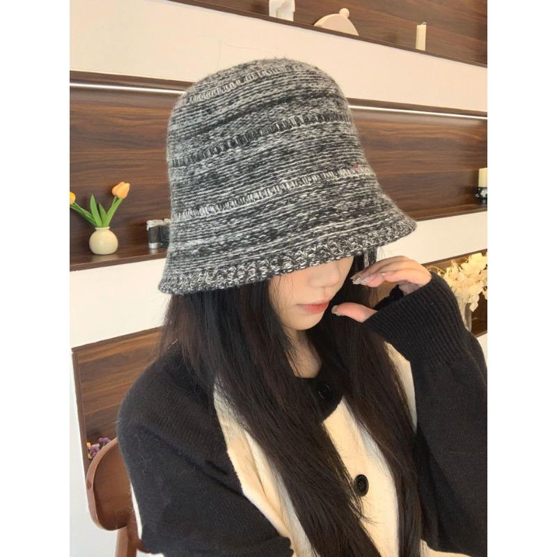 Women S Knit Foldable Bucket Hat For Autumn Winter Large Head Size Slim Face Look Vintage Style