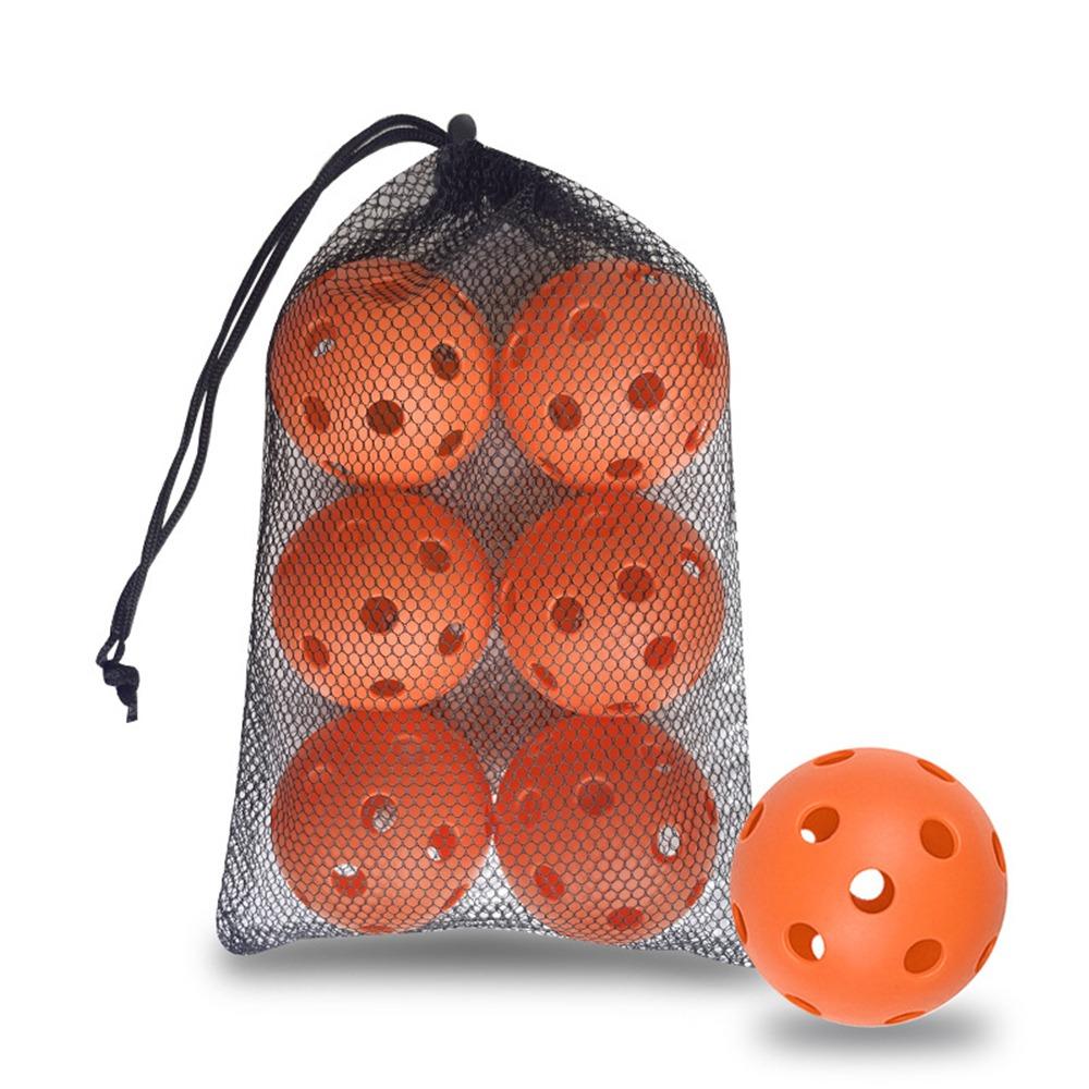 6pcs PVC Pickle Balls with Bag Balanced Competition Ball Portable Pickleball Balls Indoor