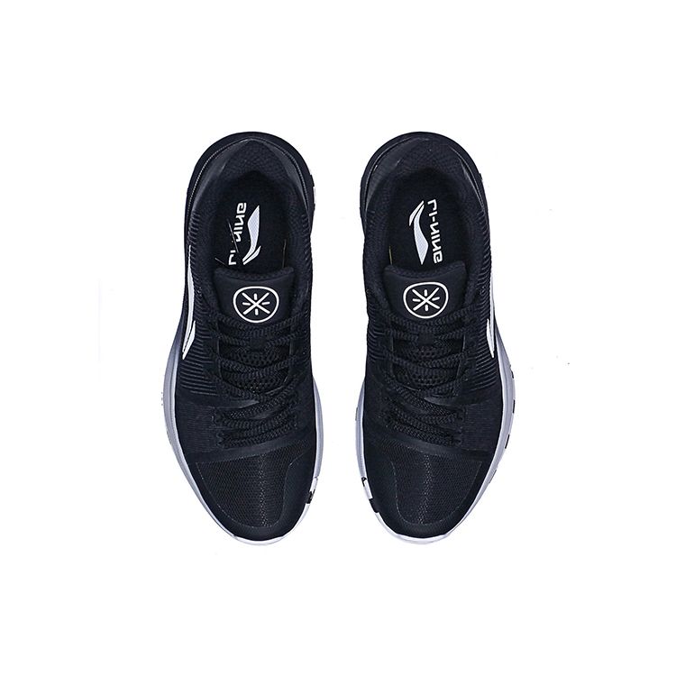 Li Ning Xiaolong Durable Low Top Basketball Shoes Unisex Sneakers Black White ABAN031-4