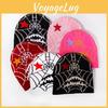 Gothic Style Knit Cap Featuring Spider Web Design For Casual Wear
