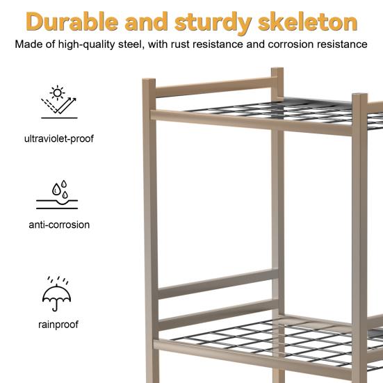 Garden Organizer Tool Organizer, 35-Slot Steel Rolling Rack with Wheels, Adjustable Feet Yard Sturdy Holder for Shovels, Rakes, Brooms and