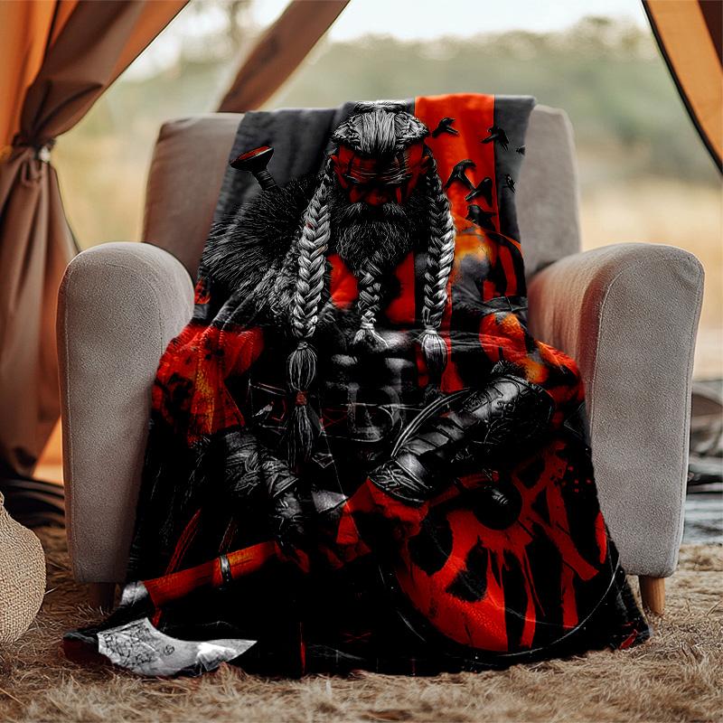 Mythology Valhalla Flannel Blanket Soft Warm All-Season Throw, Design for Camping, Car Travel, Hiking Sofa, Bed, Office Perfect Gift for Parties