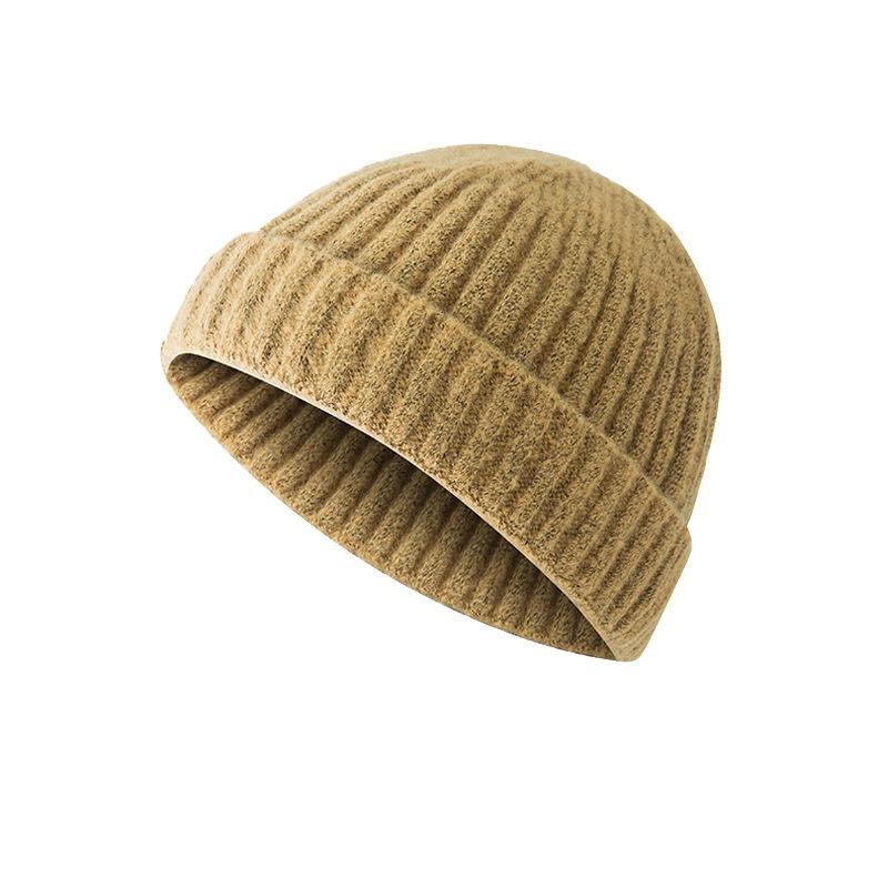Hat Knitted Hat Women's Autumn and Winter Trendy Brand Core-spun Yarn Cold Hat Men's Yuppie Melon Skin Headhat