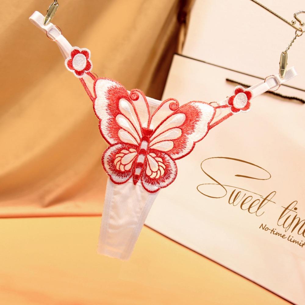 Элемент бабочки, регулируемый с женским нижним бельем большого размера, сексуальная горячая перспективная вышивка, соблазнительная японская стринги с низкой талией