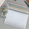 Transparent File Holder Zipper Bag with Handle PVC Waterproof Large Capacity Document Storage Bag Office Supplies