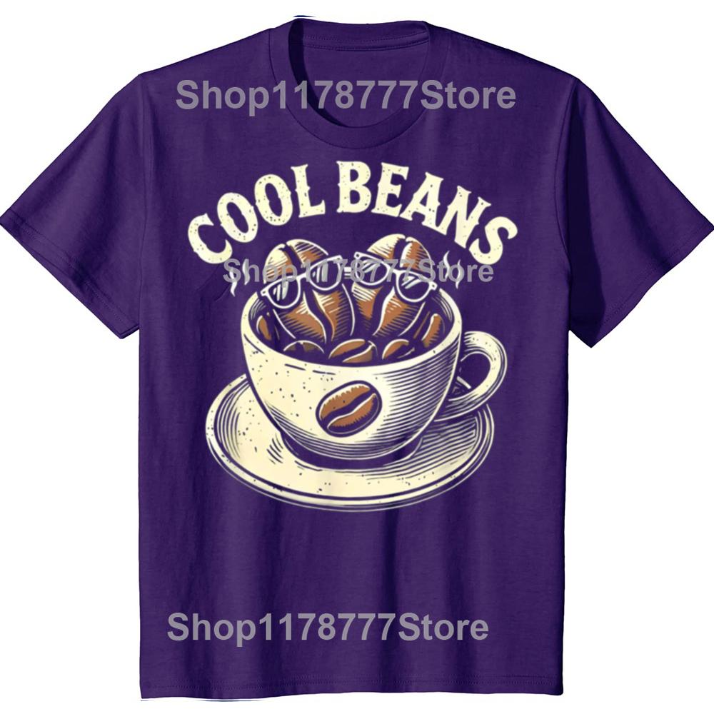 Смешные Cool Beans Кофе Кофеин Любитель Ретро Футболки Хлопок Короткий Рукав Подарки на День Рождения Мужская Повседневная Свободная Оверсайз Футболка