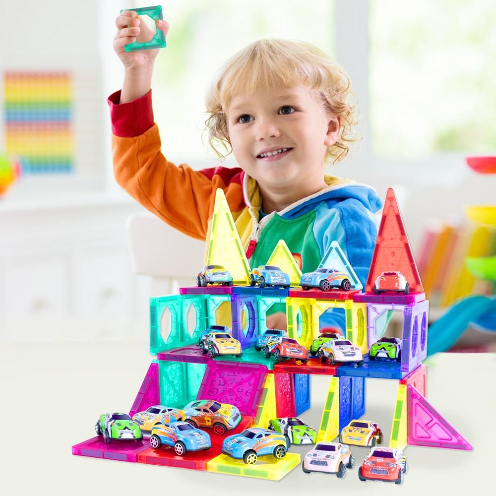Magnetic 3D Construction Educational Blocks 68Pcs with 20 Cars