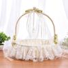 Wedding Supplies Rhinestone Basket Lace Bamboo Flower Basket Portable Small Flower Basket