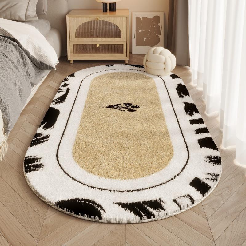 Плюшевый овальный ковер для девочек, кровать для спальни, нескользящий пушистый милый большой ковер для гостиной, диван, пушистый моющийся коврик для напольного покрытия