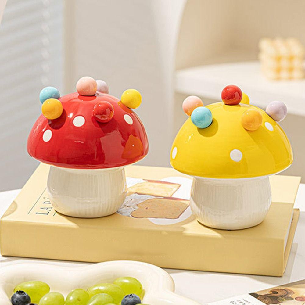 Anti-scald Mushroom Fruit Fork Creative Mushroom Fruit Fork Set Dessert Salad Fork Ceramic Cutlery