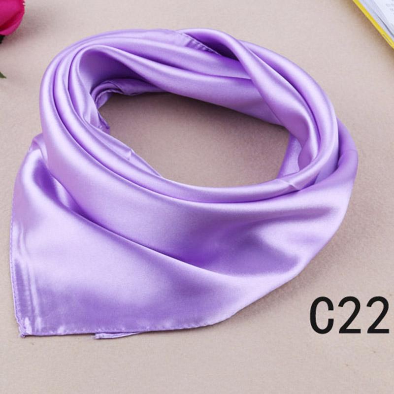 Scarves Neckerchief Women Lady Square Soft Feeling Satin Fashion Head Neck Wrap Solid Silk Bandana Scarf