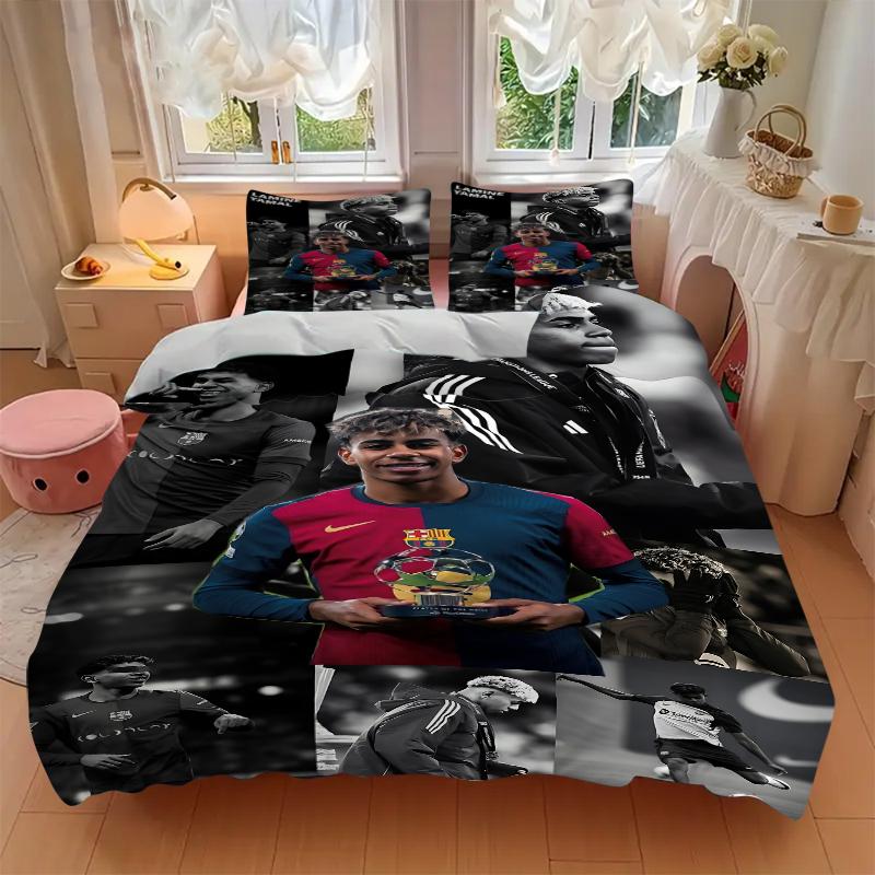 3-teilige Lamine Yamal's Soccer Journey Bettwäsche-Sets Für Alle Größen Neu 3D-Druck Bettbezug Decke Bettbezug Kissenbezug Schlafzimmerdekoration
