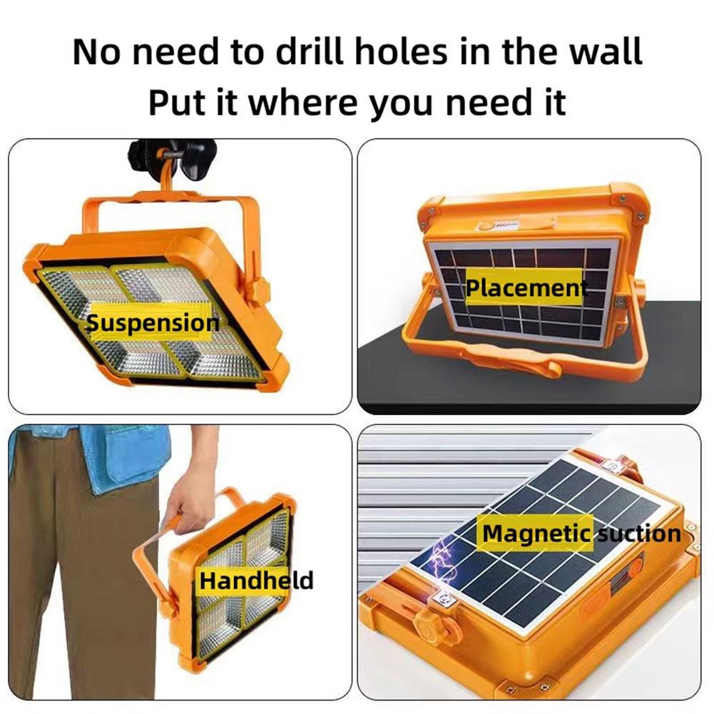 Solar Flashlight with Stand Holder 400W LED Solar Floodlight IP66 Waterproof Searchlight USB Rechargeable Emergency Repair Light
