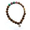 Stones and Minerals. Congo Malachite + Lepidolite + Wood 8mm Bead Bracelet. Made In France.