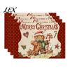 Dining Table Placemats 4Pcs Christmas Linen Placemat Set, Cartoon Snowman Gingerbread Gnome Protection Accessories Mat, Heat Resistant Place