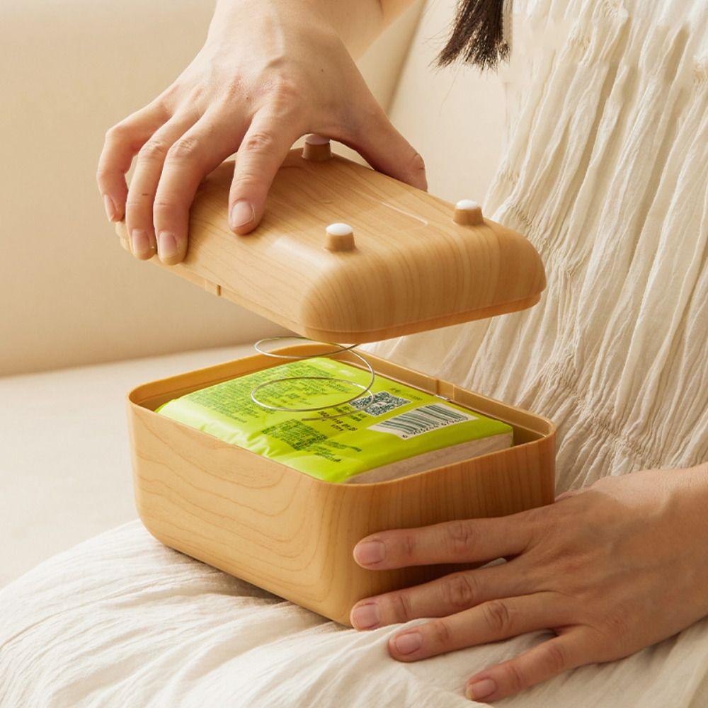 Ins Style Imitation Wood Grain Tissue Box Napkin Paper Case Living Room Decoration