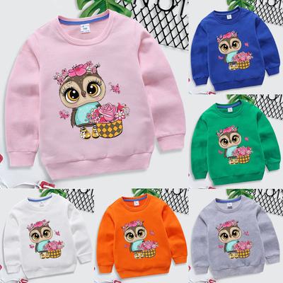 Милый свитшот с принтом совы для мальчиков и девочек, детские осенне-зимние повседневные пуловеры с героями мультфильмов, верхняя одежда