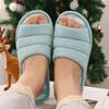 Fashion Comwarm Four Seasons Flats Slippers Open Toe House Slippers For Women Men Soft Cotton Indoor Shoes Memory Foam Bedroom Slippers