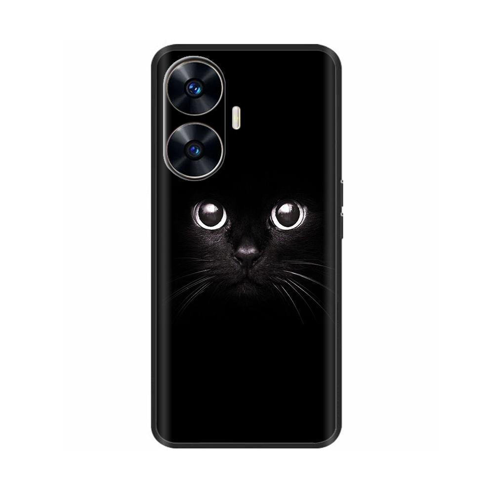 Чехол для Realme C55 C 55 4G Мягкий силиконовый задний чехол для OPPO Realme C55 RealmeC55 Задняя крышка телефона 6,72" Черный бампер ТПУ Para