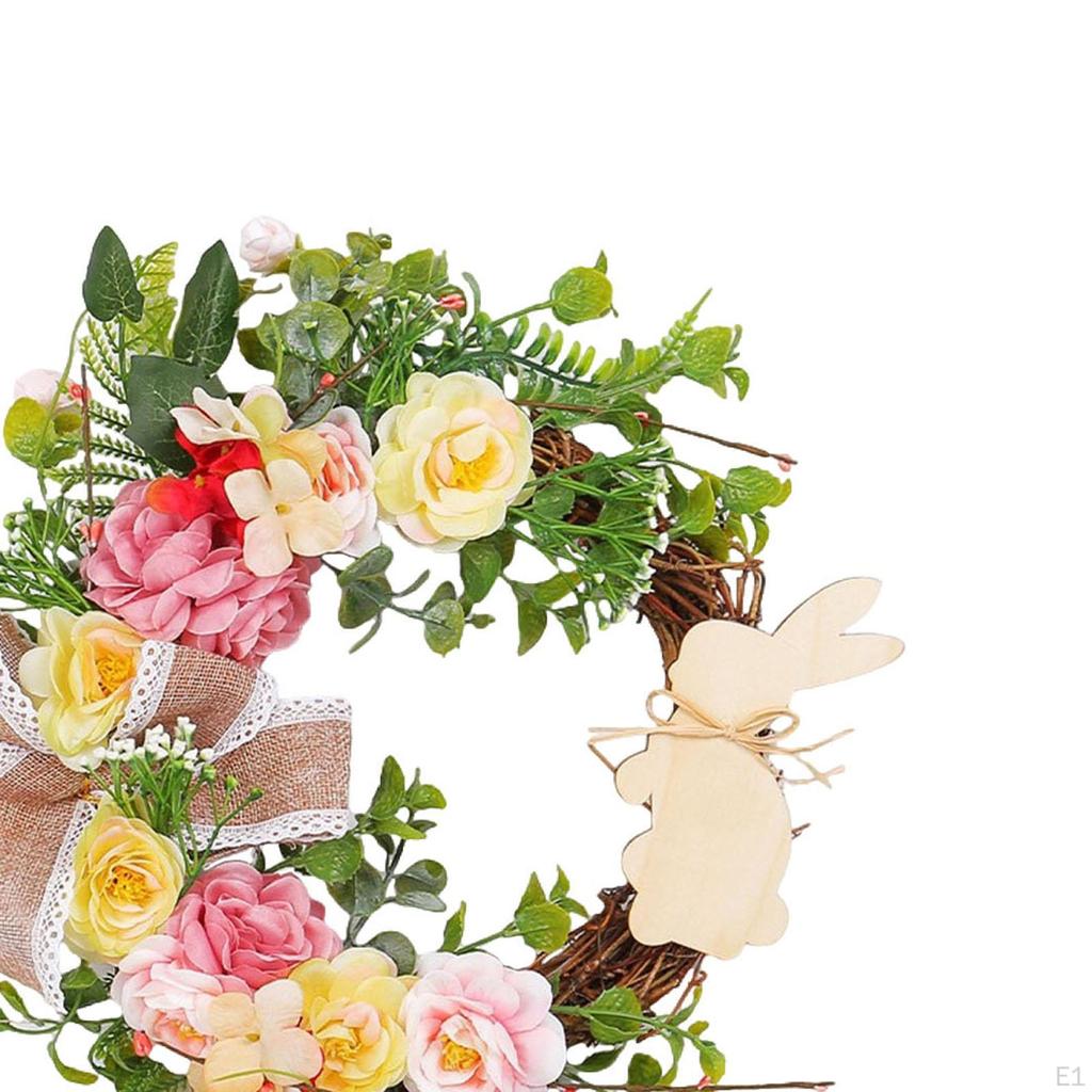 Пасхальный кролик венок цветок для входной двери реалистичный настенный подарок гирлянда из зеленых листьев