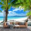 Summer Tropical Palm Trees Wall Mural 3d Sea Beach Wallpaper Blue Sky Sunshine Ocean Wallpaper Home Decor