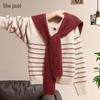 Women's Wool Blend Striped Knit Top with Heart Buttons