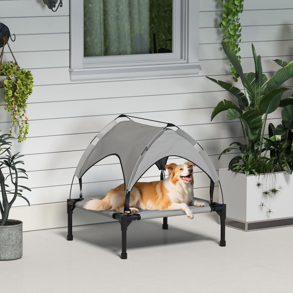 Cooling Raised Pet Bed w/ Washable Breathable Mesh, for Small Medium Dogs, 76 x 61 x 69.5cm - Light Grey