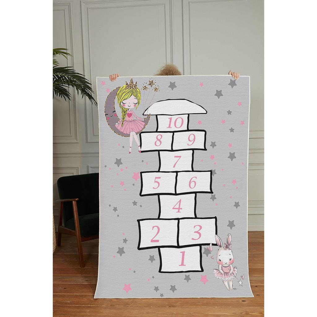 Декоративный нескользящий прямоугольный детский ковер с привидениями в виде кролика