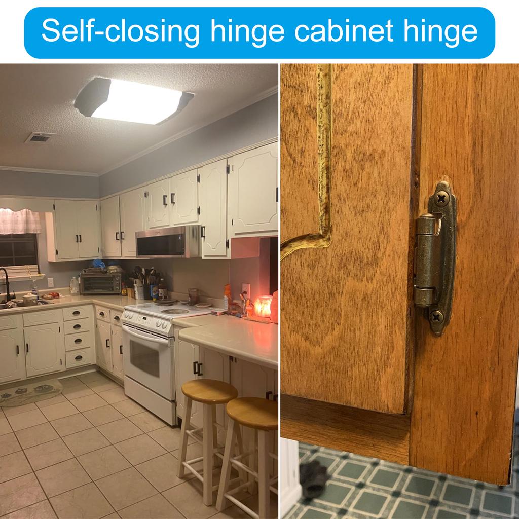 4Pcs Antique Self Closing Hinges Kitchen Cabinet Door Hinges Decorative Hardware for Bathroom Furniture Cupboard