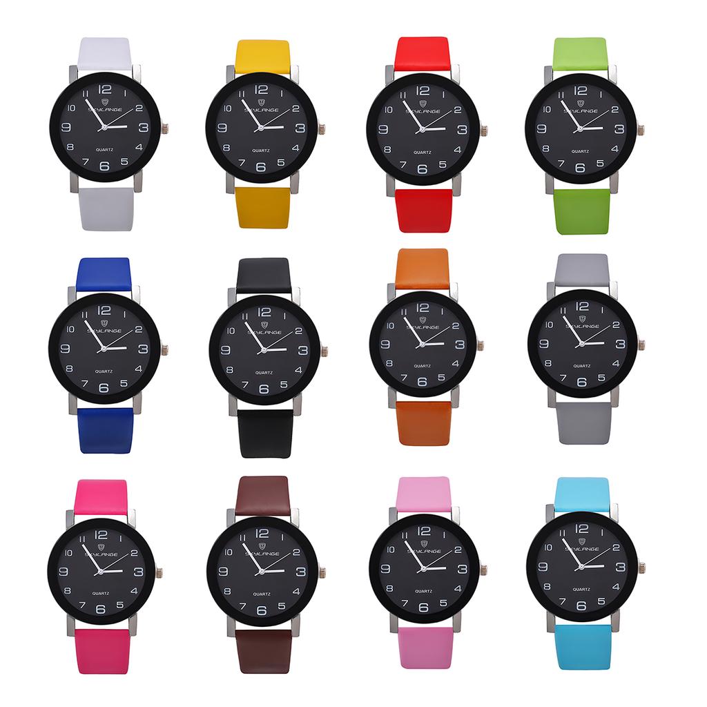 Простые белые кожаные часы Женские платья Повседневные аналоговые кварцевые наручные часы