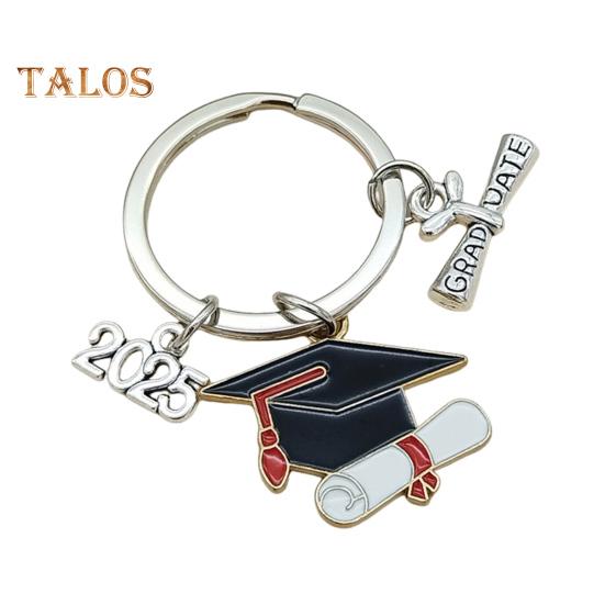 Брелок для ключей в виде выпускной шапки, прочный металлический, класс 2025 года, выпускной бакалавр, шляпа, брелок, держатель, сумка, рюкзак, подвесное украшение