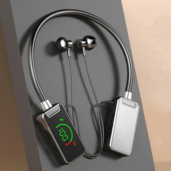 Беспроводной наушник Bluetooth-совместимая гарнитура LED-дисплей Подвесной шейный Водонепроницаемый Беспроводные наушники-шейный ободок