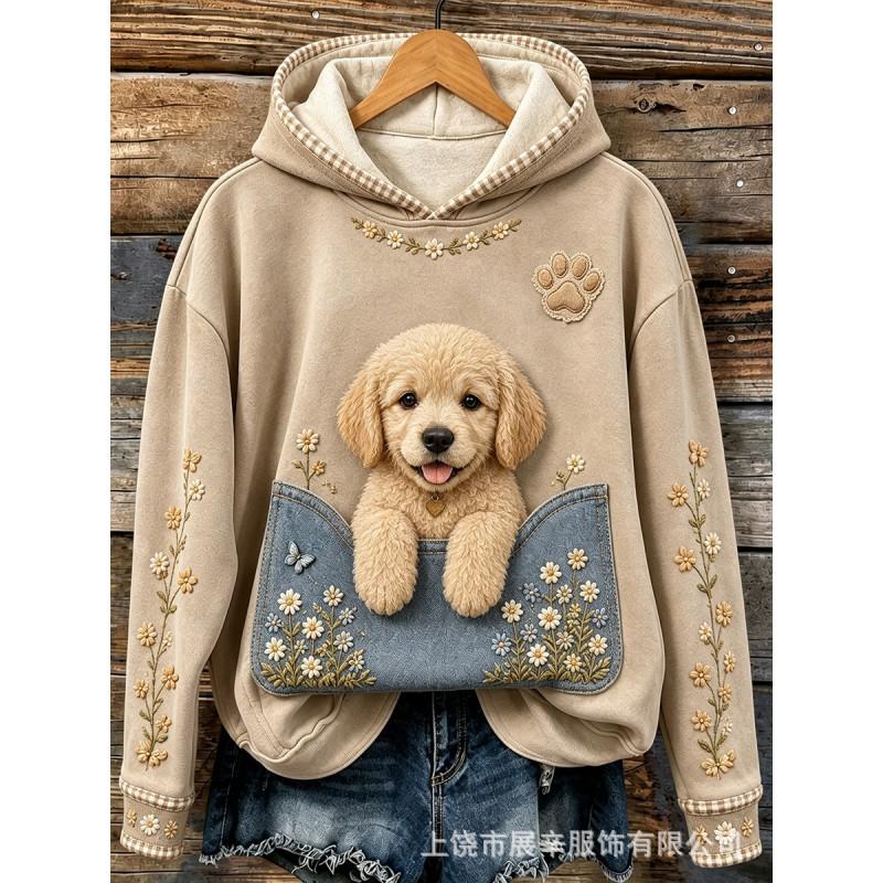 Womens Hooded Oversized Sweatshirt With 3D Animal Print Streetwear Loose Fit Long Sleeve Winter 2026