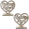 1/2Pcs Mothers Day Gifts for Mum, Handmade Wooden Heart Plaque, Best Mum Happy