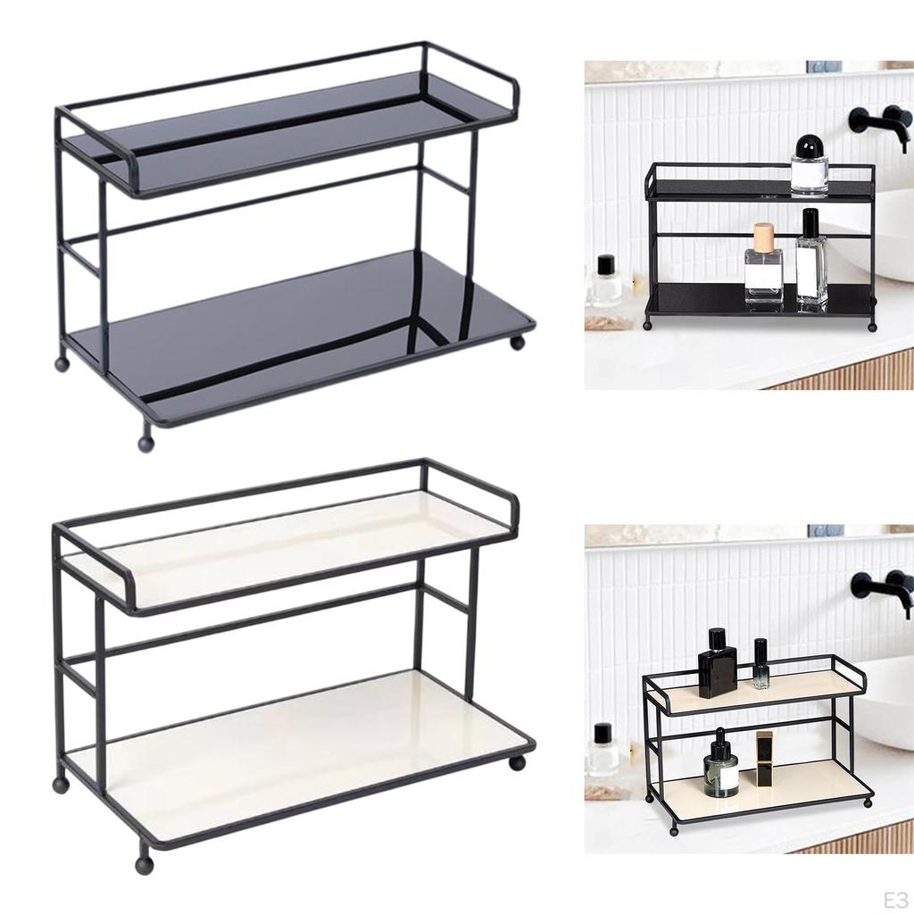 Органайзер для ванной комнаты, стеллаж для хранения вещей, 2 яруса, декор для ванной комнаты, полка для туалетного столика, косметический дисплей