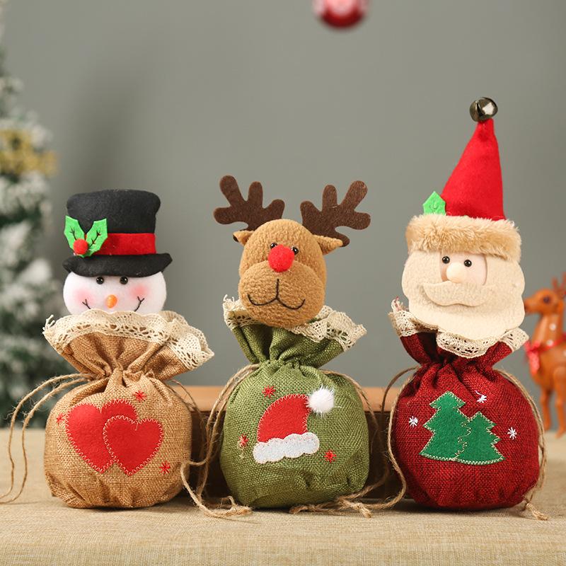 Christmas decorations Christmas Eve apple bag Christmas gift bag Christmas candy bag Christmas burlap embroidered gift bag