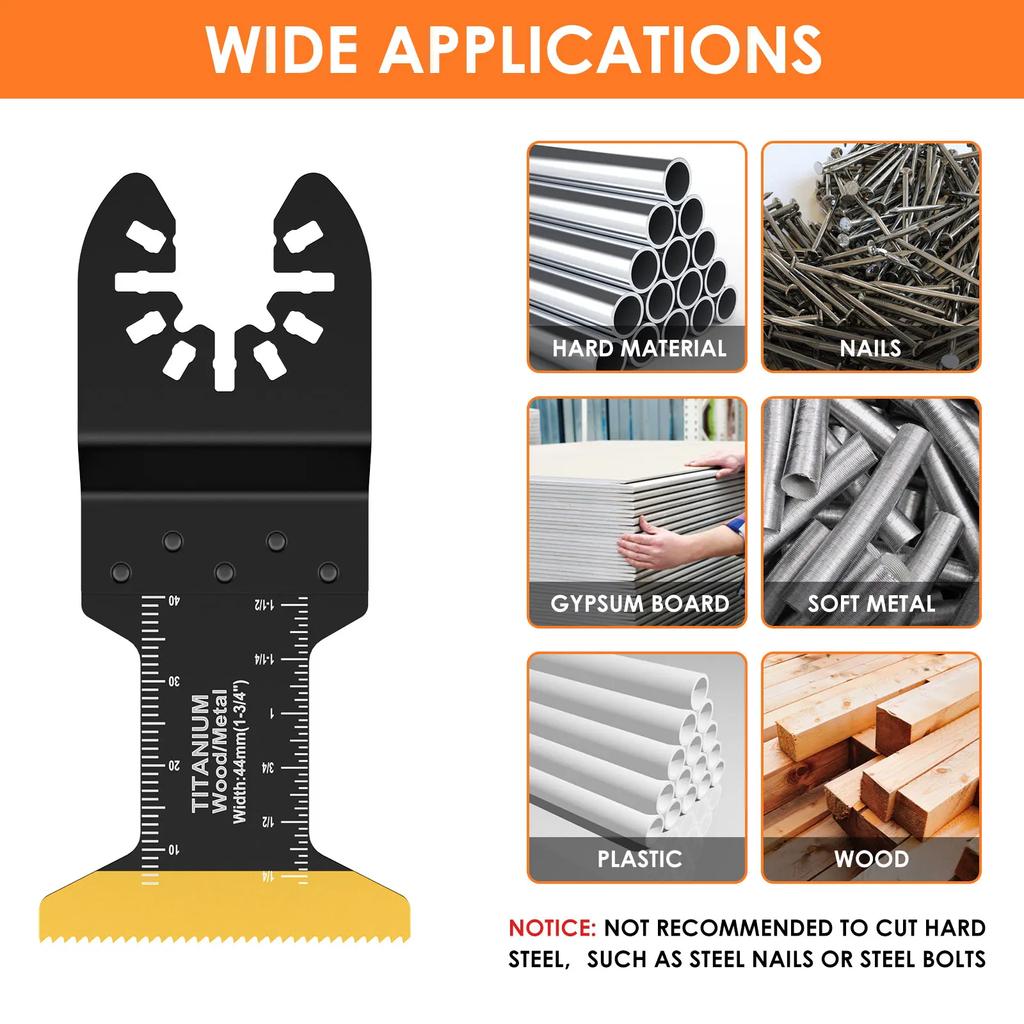 Комплект из 3/6 титановых осцилляторных пильных полотен, погружные режущие полотна для многофункциональных инструментов по металлу, дереву, гвоздям, шурупам, универсальные плоские режущие полотна